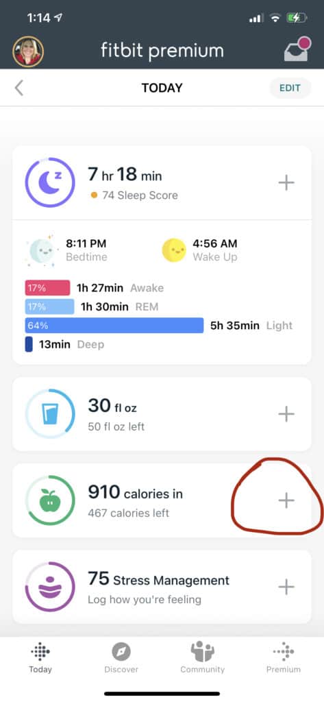 fitbit calories in