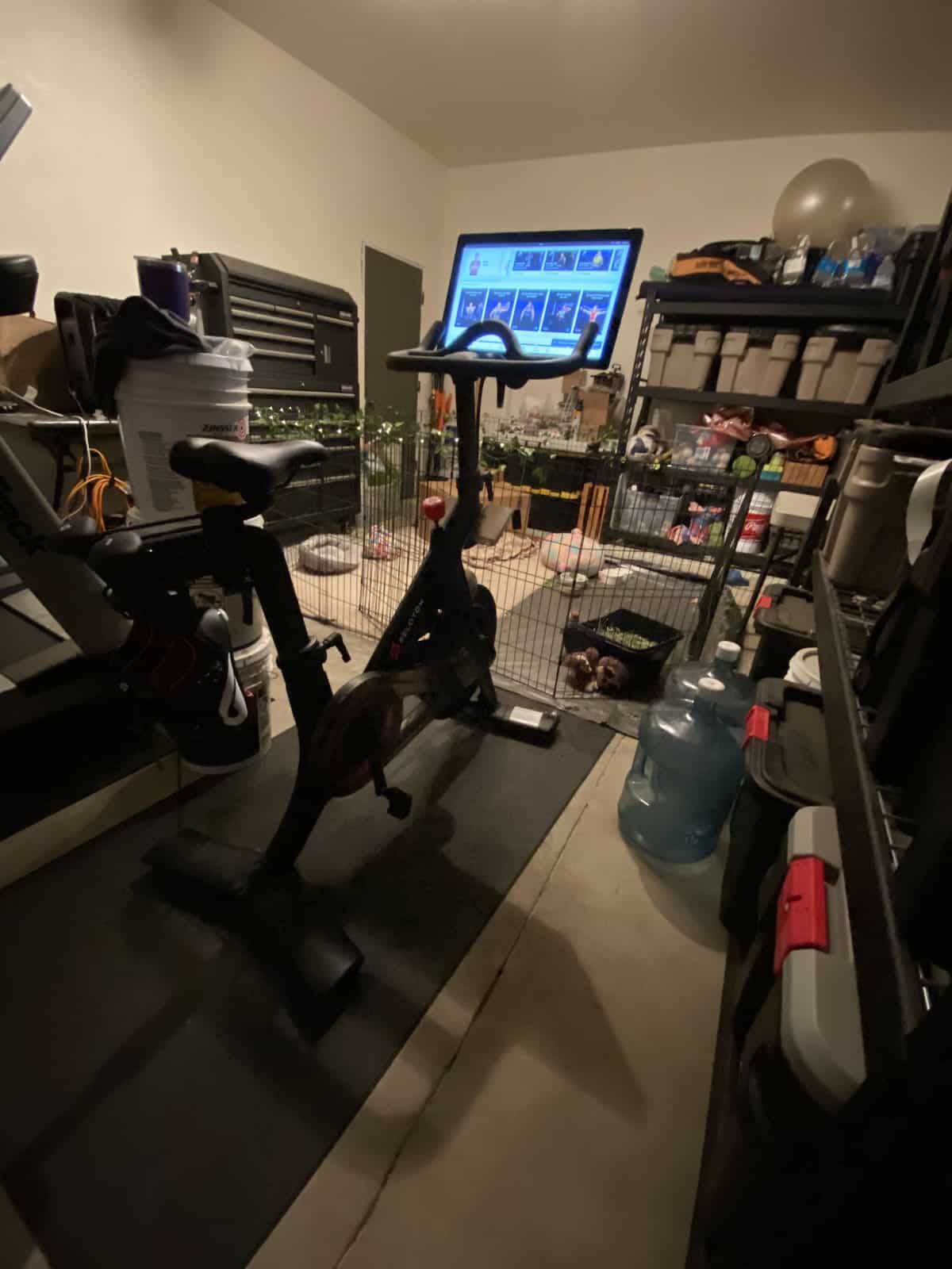 peloton in small space garage