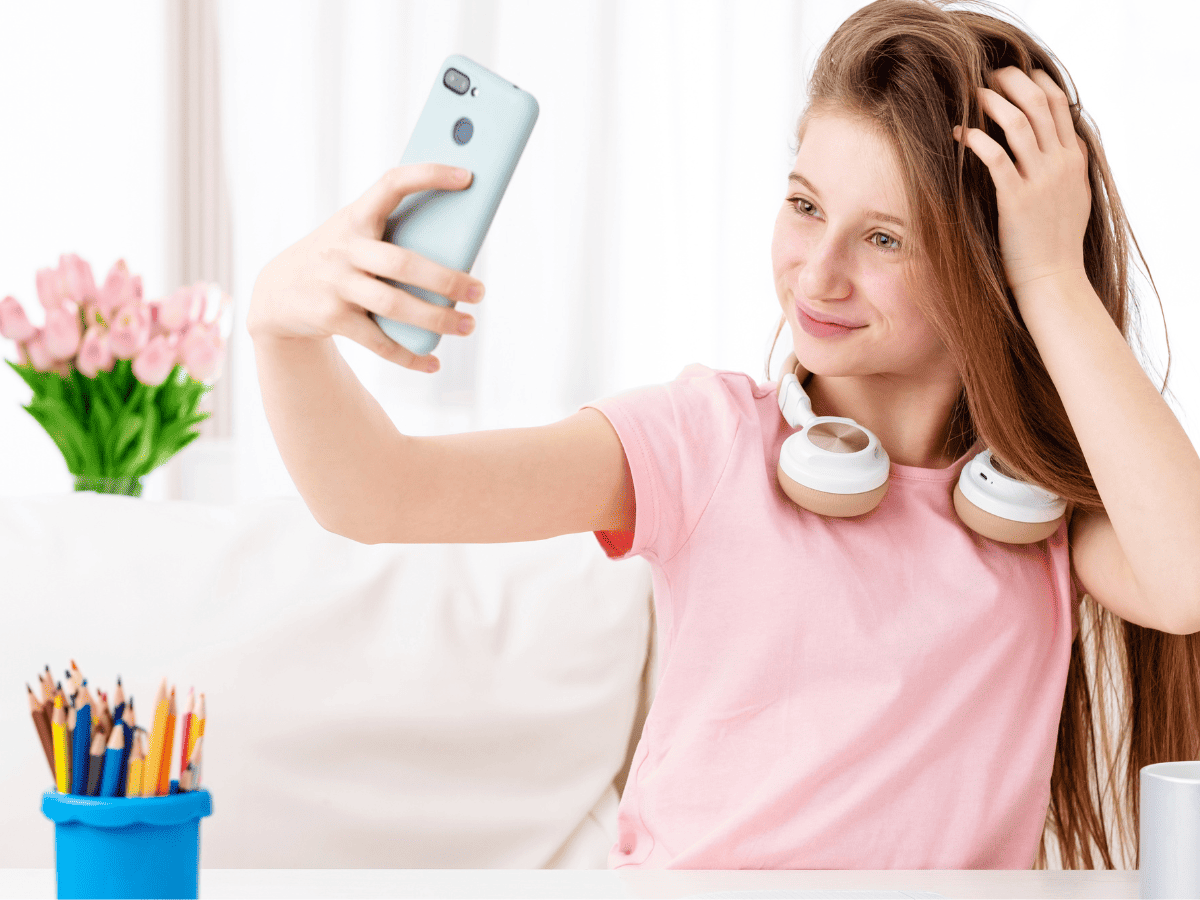 teen girl on social media