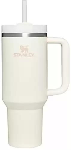 Stanley Quencher H2.0 FlowState Stainless Steel Vacuum Insulated Tumbler with Lid and Straw for Water, Iced Tea or Coffee, Smoothie and More, Cream , 40 oz