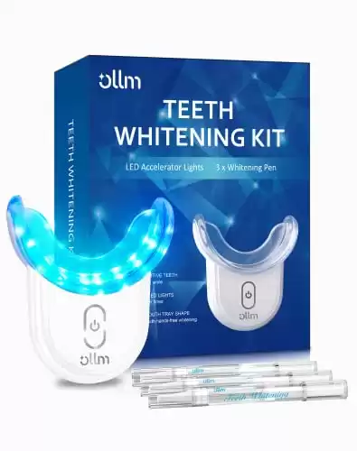 Teeth Whitening Kit Gel Pen Strips - Hydrogen Carbamide Peroxide for Sensitive Teeth, Gum,Braces Care 32X LED Light Tooth Whitener