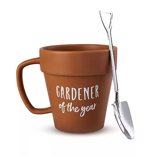 Upper Midland Products Gardner Mug Coffee Plant Novelty Ceramic Mug & Shovel Spoon Gifts for Gardener Women, Man, Son & Daughter present for Nature Lovers, Holidays, Birthday Gifts
