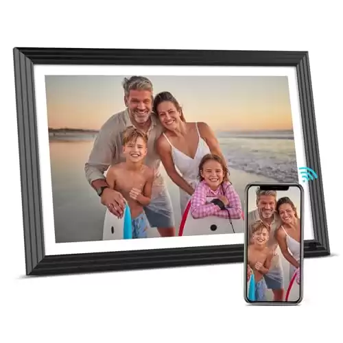 BSIMB 32GB WiFi Digital Picture Frame 10.1 Inch IPS Touch Screen HD Display, Smart Electronic Photo Frame, Easy Setup to Upload Photos & Videos from Anywhere via App/Email, Gift for Grandparents