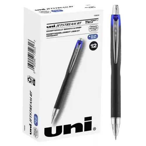 Uniball Jetstream RT 12 Pack, 1.0mm Medium Blue, Wirecutter Best Pen, Ballpoint Pens, Ballpoint Ink Pens