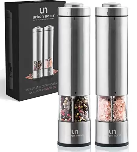 Electric Salt and Pepper Grinder Set - Battery Operated
