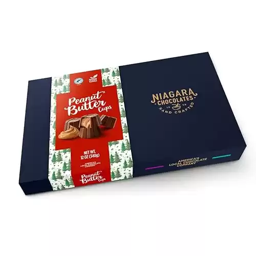 Niagara Chocolates Holiday Peanut Butter Cups Milk Chocolate Gift Box (12oz) Non-GMO, Premium Chocolate, Hand-Crafted