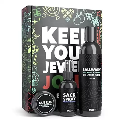 Ballsy Gift Set For Men, Jolly Jewels Pack, Includes Body Wash, Deodorizing Spray, and Cologne Rub