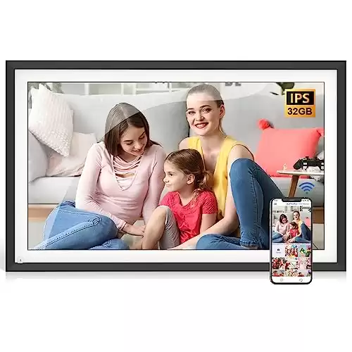 15.6-inch Electronic Photo Frame Large Digital Photo Frame - Smart Photo Display Wall Mountable, 32GB, FHD 1080P IPS Touch Screen, Send Photos Videos Via App, Email, Best Gifts Choice for Mom and Dad