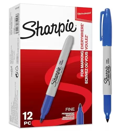 Sharpie Permanent Markers | Fine Point | Blue | 12 Count