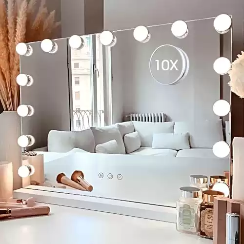 Kottova Vanity Mirror with Lights,with 15 Dimmable LED Bulbs,3 Colors Modes,Touch Control, USB Charging