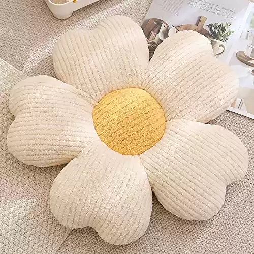 Skin-Friendly Plush Petal Throw Pillow. Soft and Comfortable, Fluffy and Full, meticulous Workmanship. (19inch, White 1)