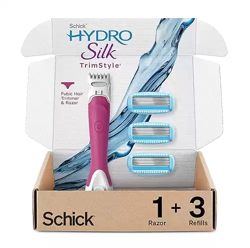 Schick Hydro Silk Trimstyle Bikini Razors for Women with Bikini Trimmer | Womens Razors, 5 Blade Razors for Women, Bikini Hair Removal | 1 Handle & 3 Razor Blade Refills