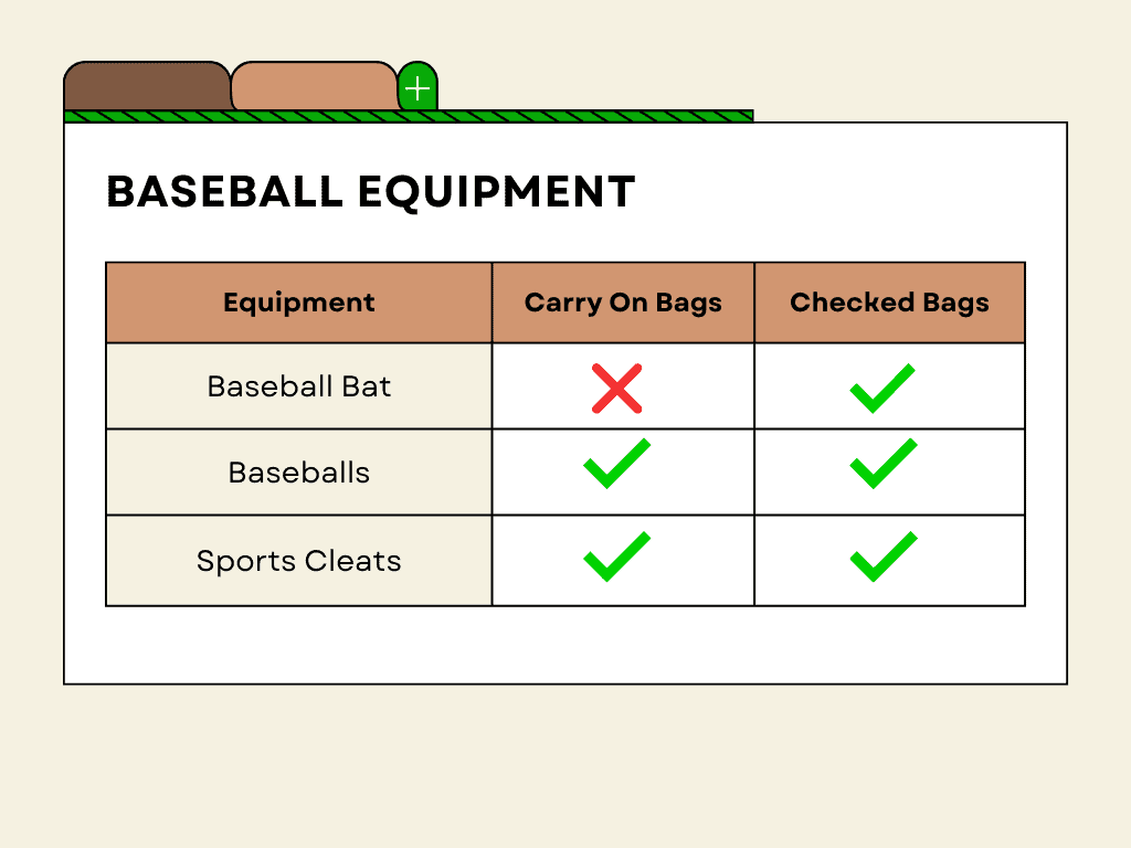 Baseball Equipment on Plane