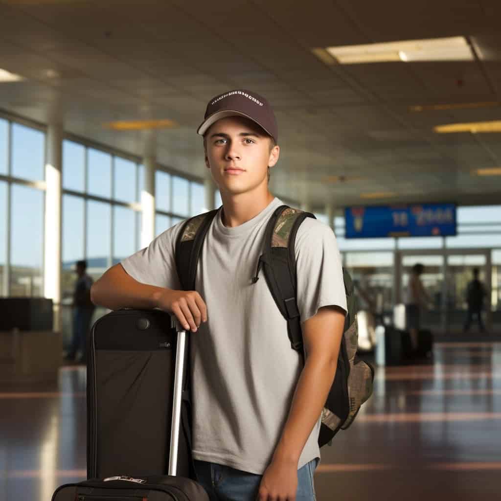 baseball player at airport