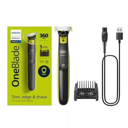 Philips Norelco OneBlade 360 Face Hybrid Electric Trimmer and Shaver