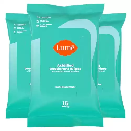 Lume Acidified Deodorant Wipes - 24 Hour Odor Control