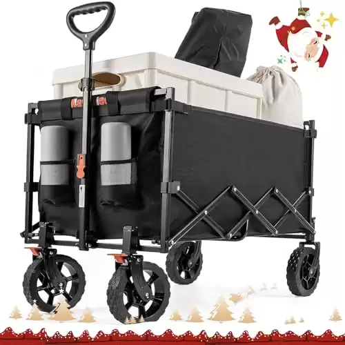 Navatiee Heavy Duty Foldable, Collapsible Wagon with Smallest Folding Design,  Wagon for Sports
