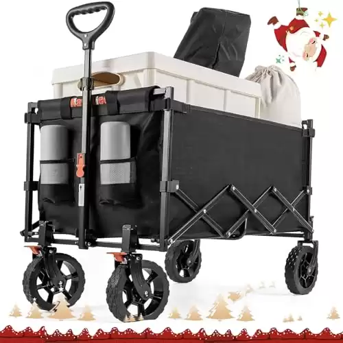 Navatiee Heavy Duty Foldable, Collapsible Wagon with Smallest Folding Design, Wagon for Sports