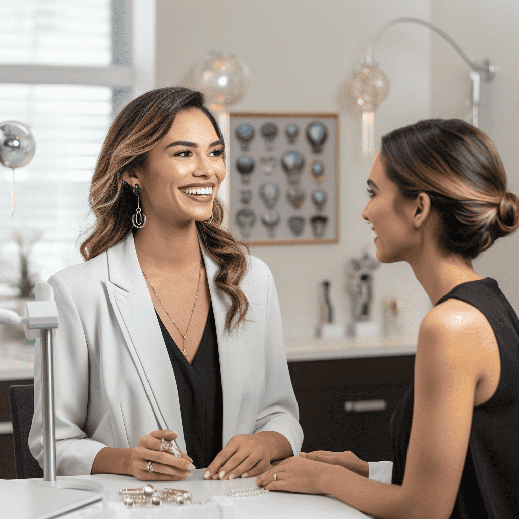 woman discussing earring allergy with doctor | Fit Fun And Over 40 woman discussing earring allergy with doctor