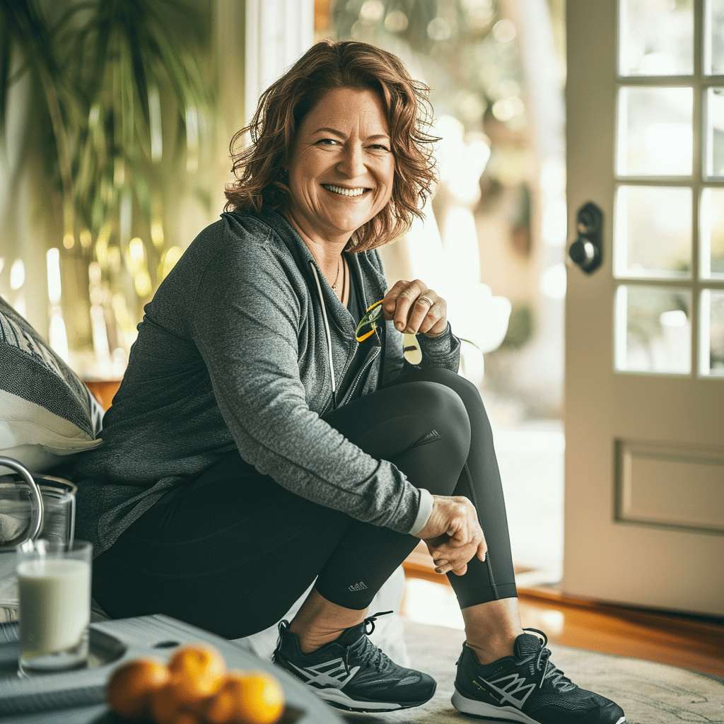 woman over 40 getting ready for run