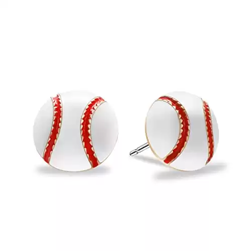 SmileBelle Baseball Earrings for Women, Sterling Silver Baseball Stud Earrings Mom Hypoallergenic Earrings for Girls, Sports Earrings for Teen girls Baseball Gifts Posts Earrings