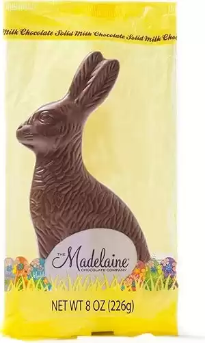 Madelaine Highly Detailed Solid Premium Milk Chocolate Easter Rabbit In Cellophane Bag (8 OZ)