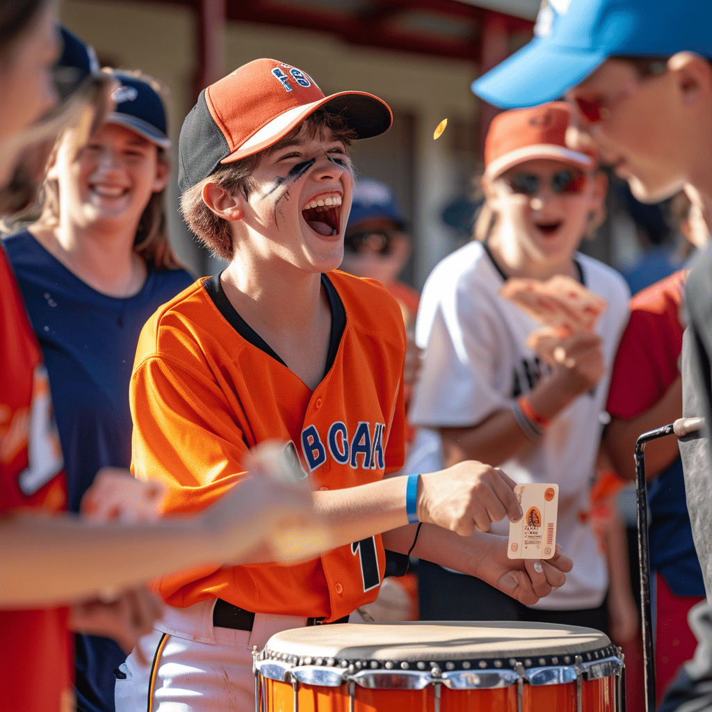 baseball player having fun at fundraiser