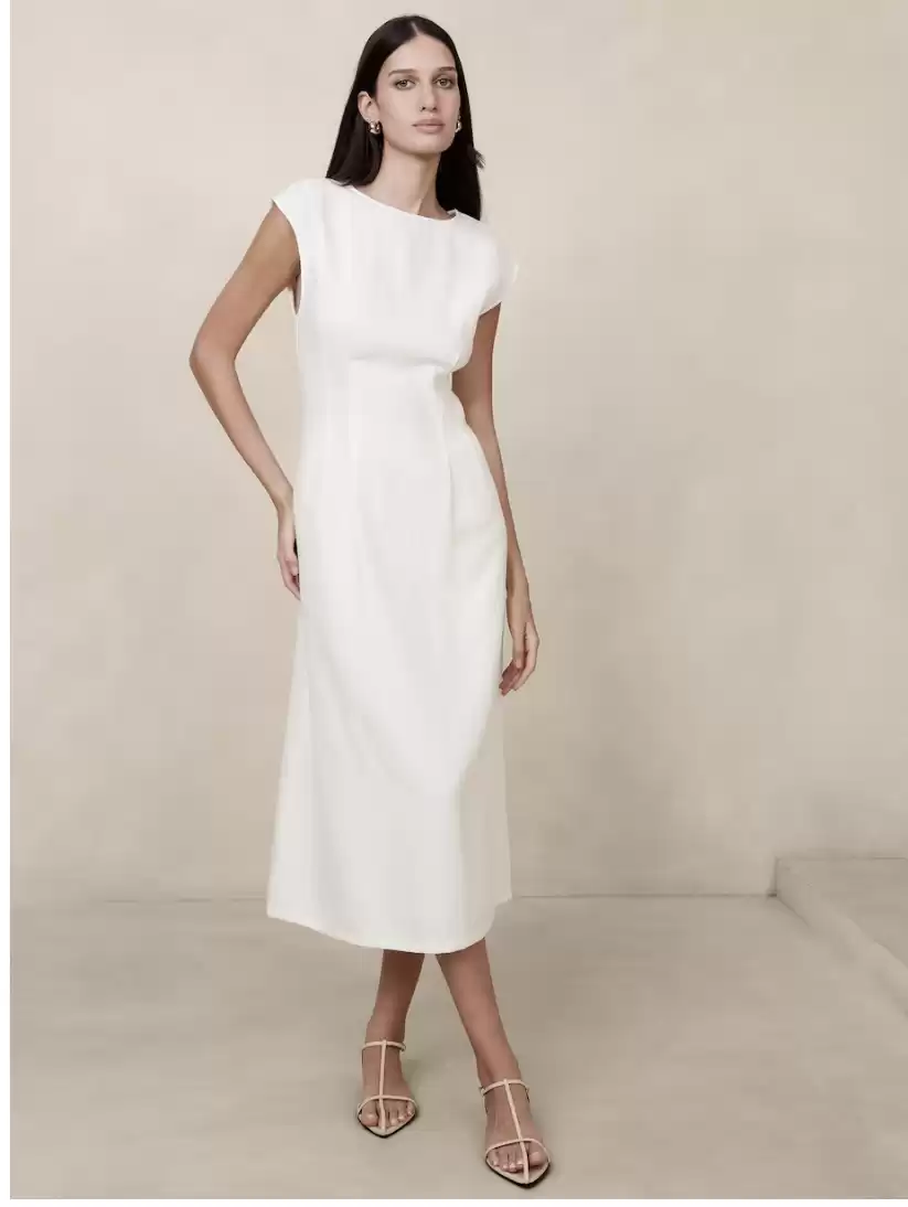 Lana Linen White Midi Dress