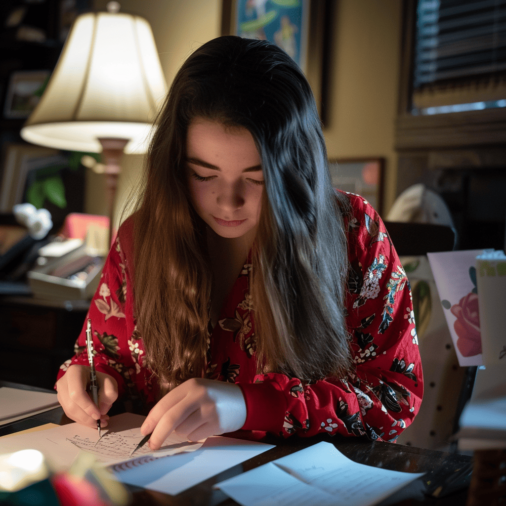 high school graduate writing thank you note