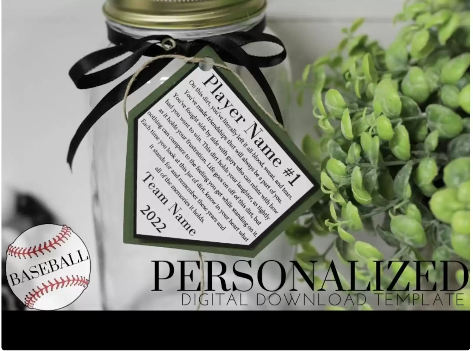 Personalized Jar of Dirt BASEBALL Boy Team Printable Editable Download Custom Template Memory Sentimental Quote Sign Senior Night Gift PRINT - Etsy