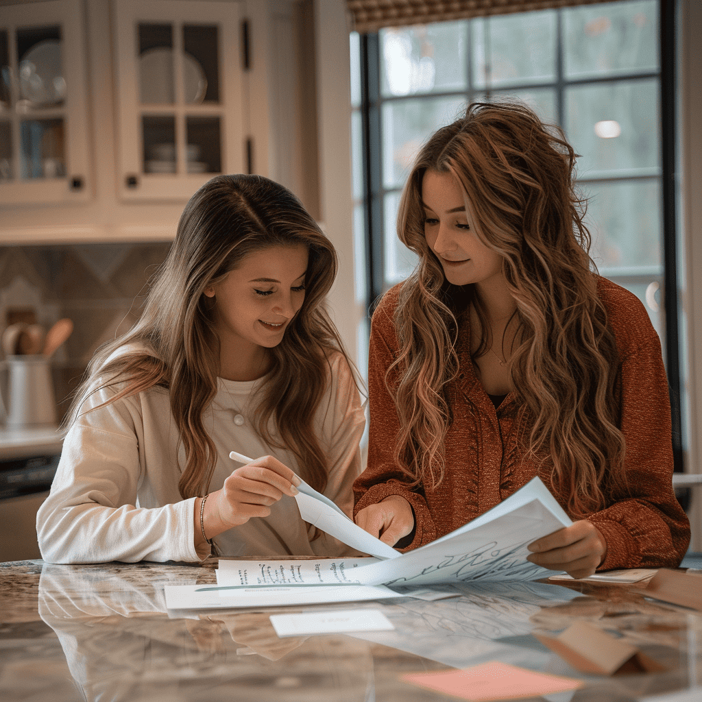 mom and daughter planning graduation