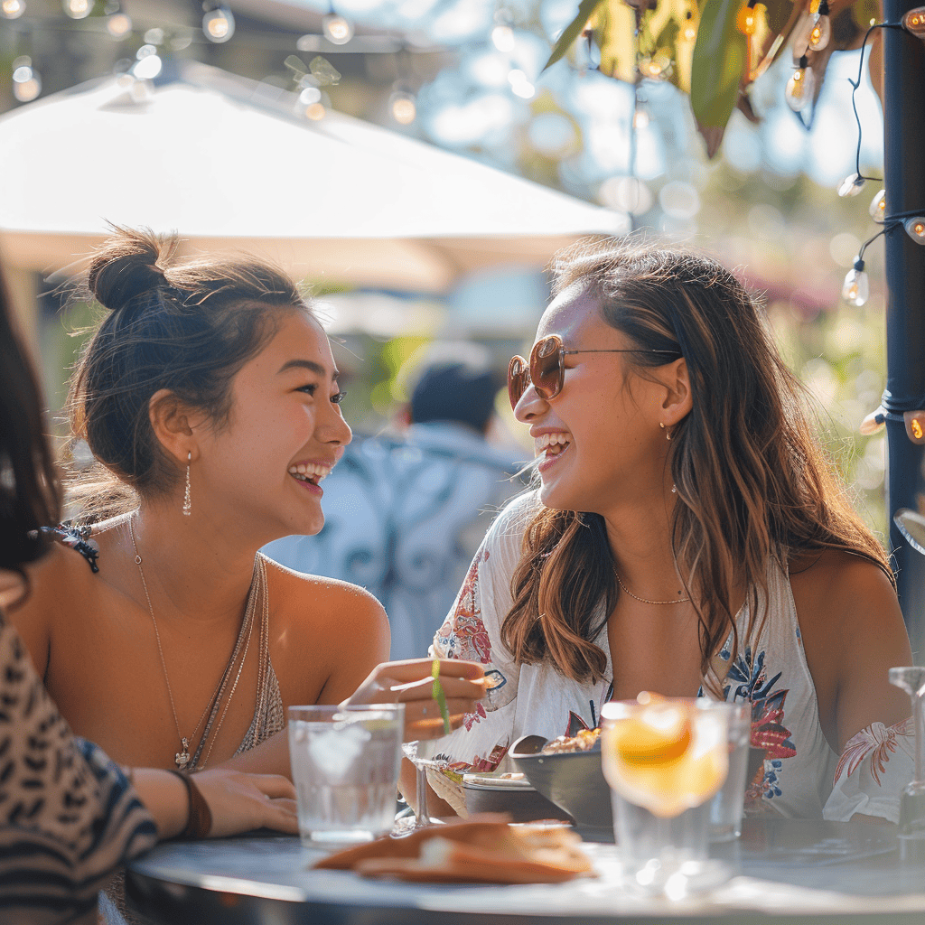 mom and teen daughter at lunch together