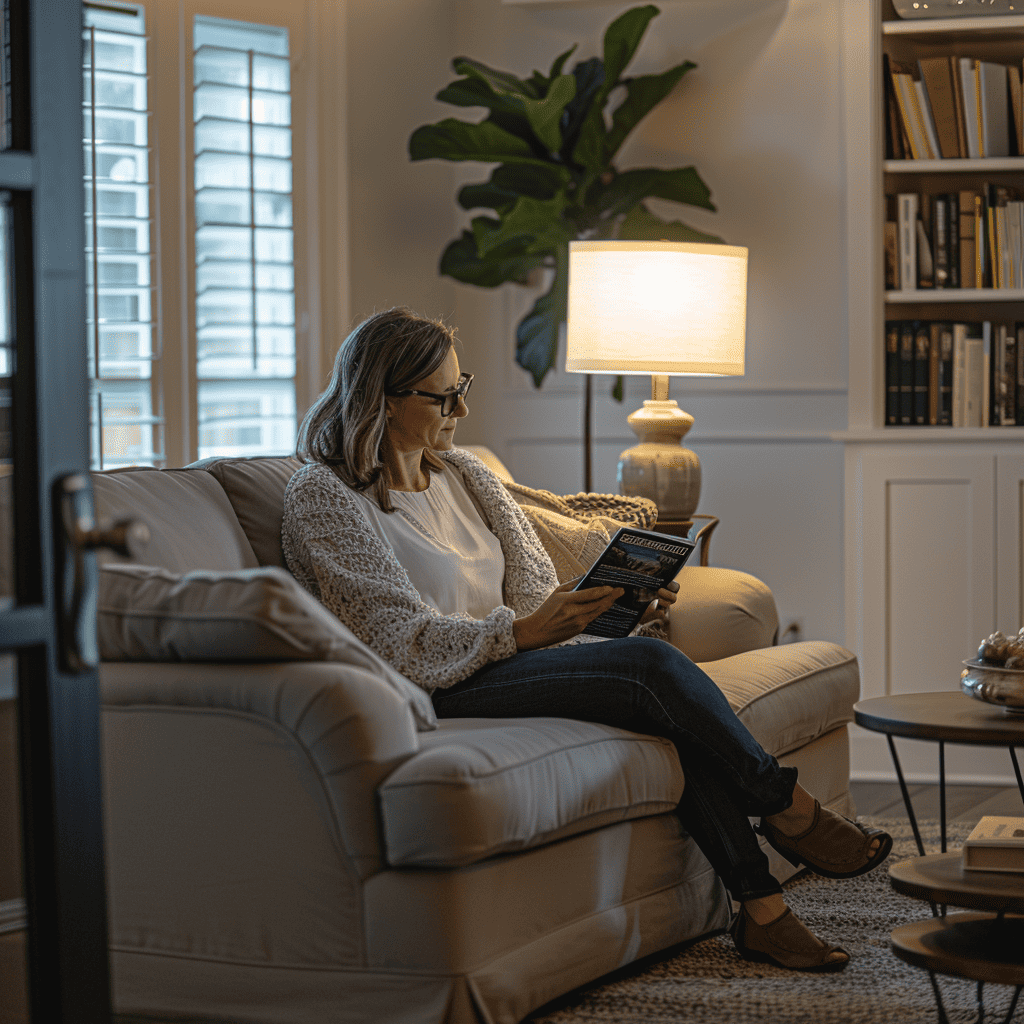 mom relaxing and reading