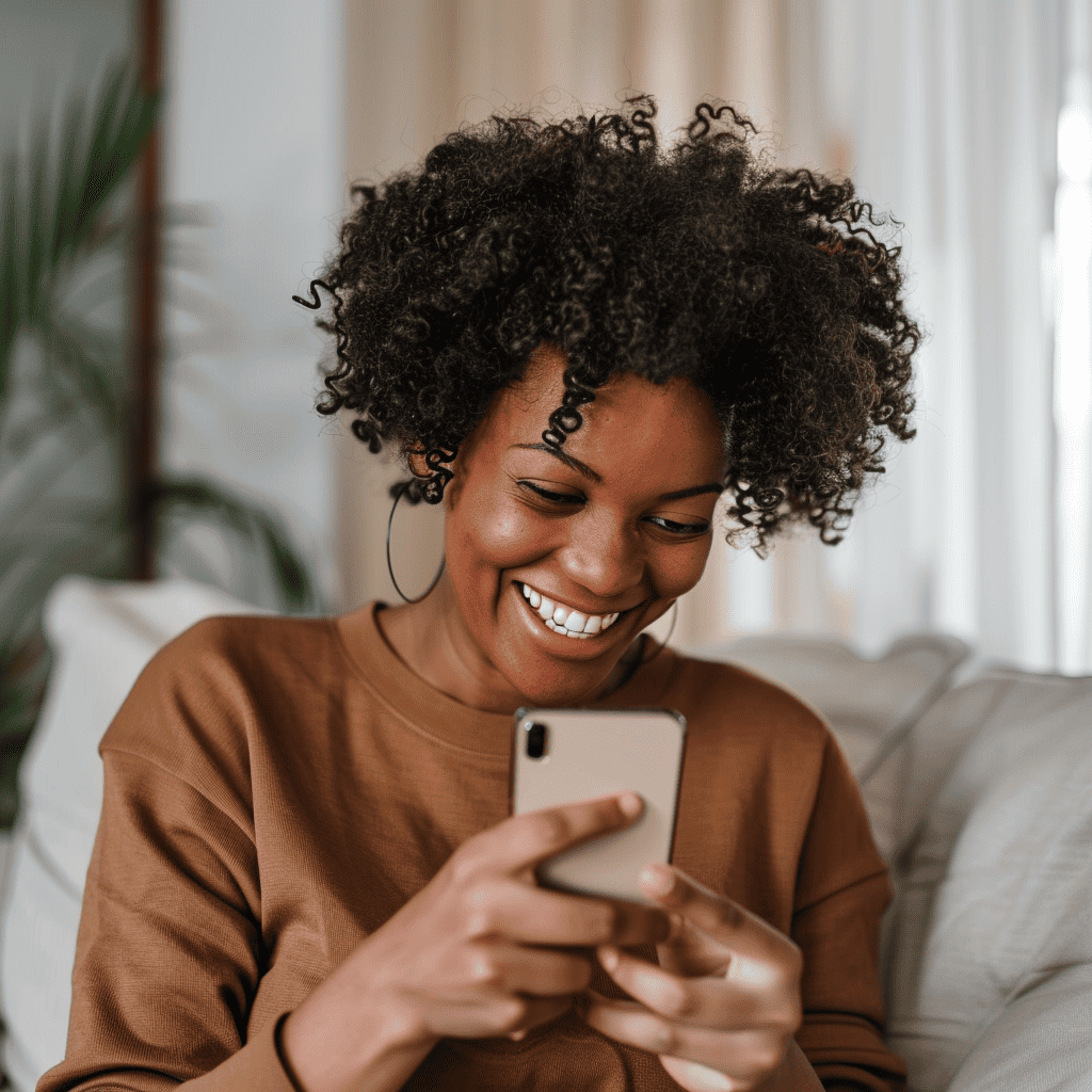 woman receiving digital graduation invitation