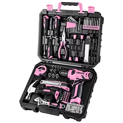 ool Set with 8V Cordless Drill, Home Tool Kit with Drill, Hand Tool Kits for Women 126 Piece