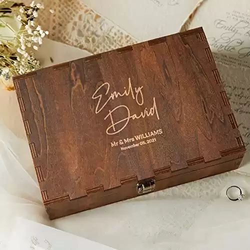 Customized Keepsake Box With Lid - Wood Memory Storage Box -