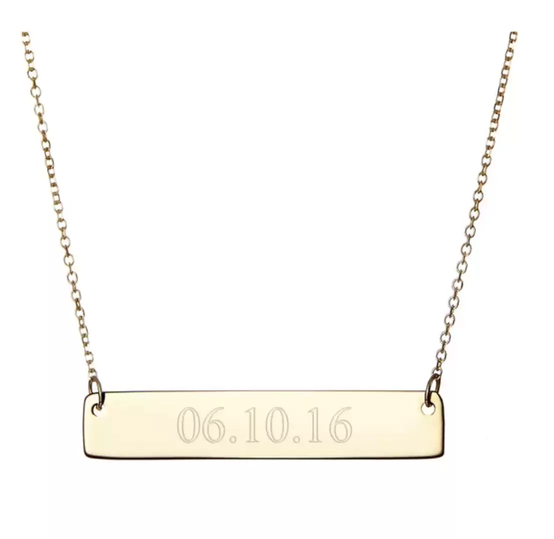 Custom Date Gold Bar Necklace | Eve's Addiction