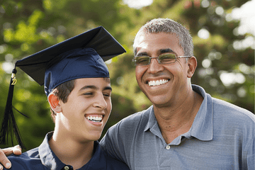 father proud of son on high school graduation
