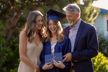 parents with daughter on graduation