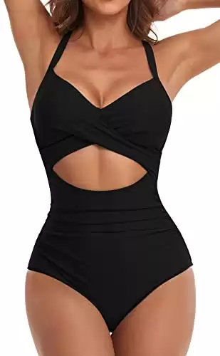Eomenie Women's One Piece Swimsuits Tummy Control Cutout High Waisted Bathing Suit