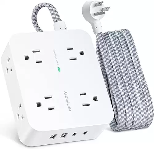 6Ft Surge Protector Power Strip with USB C