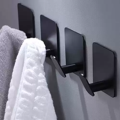 DELITON Adhesive Hooks - 4 Pack Towel/Coat Hooks