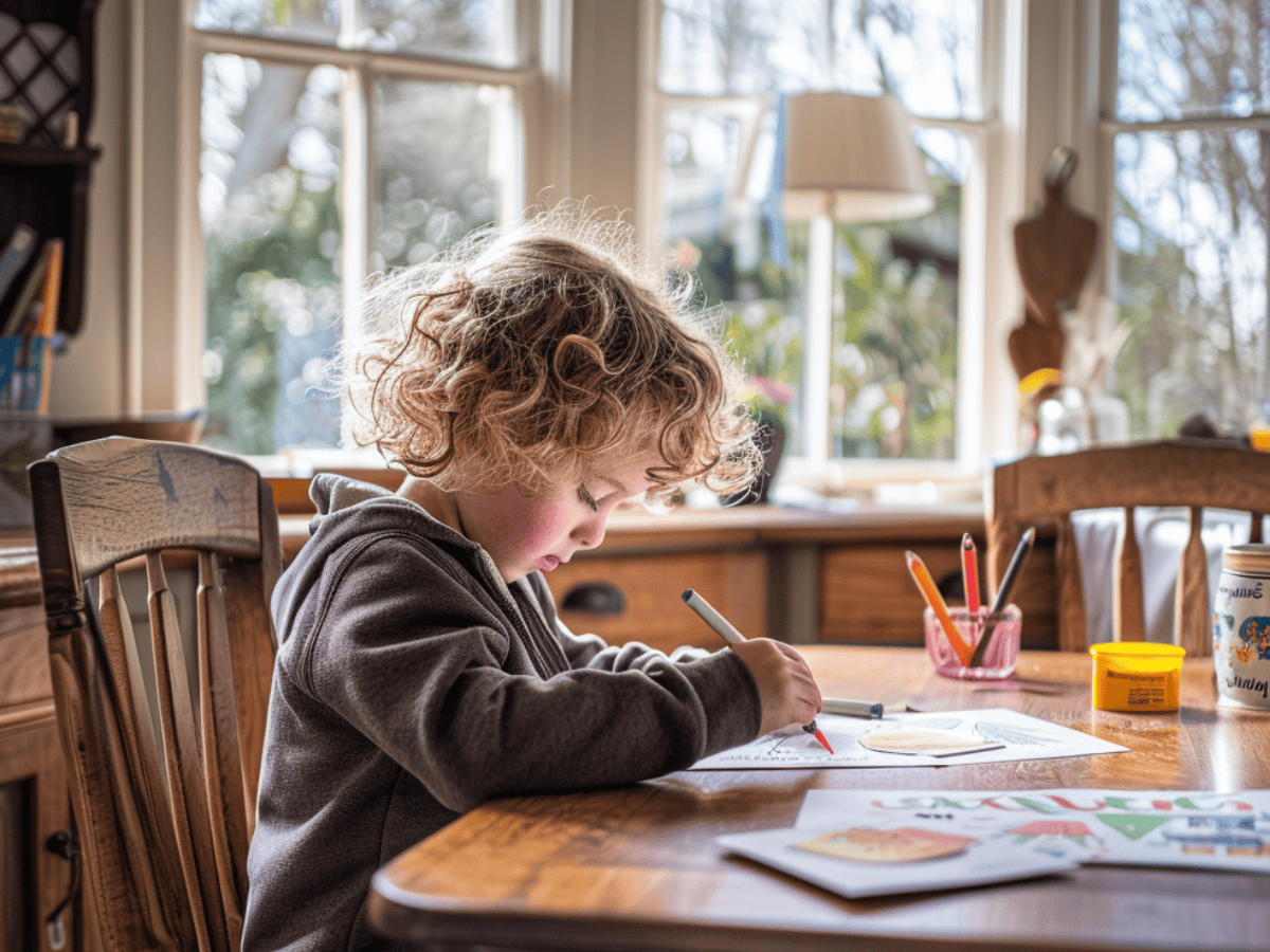 child making card for fathers day