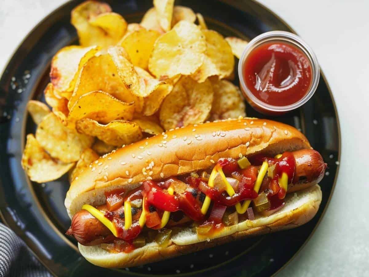 hot dog and chips