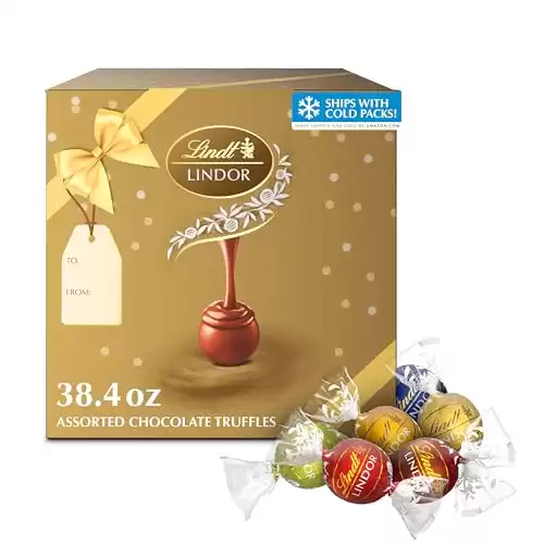 Lindt LINDOR Assorted Chocolate Truffles 90 Count Gift Box