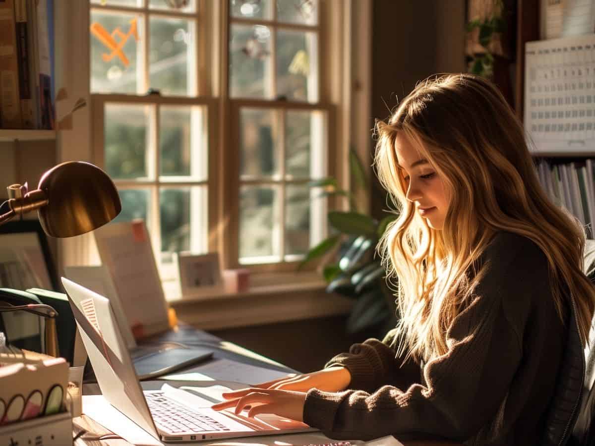 teen girl using a calendar