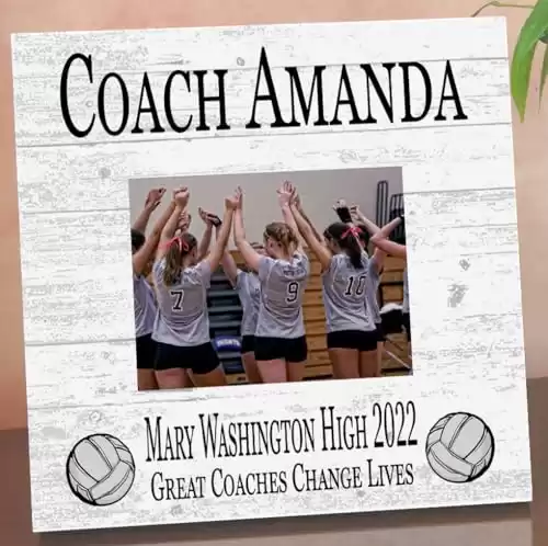 Broad Bay Volleyball Coach Gift Plaque with Photo - UPLOAD Team Picture - Frame Alternative Personalized Appreciation Award For End Of Season Coaches Present 10in x 10in (Volleyball)