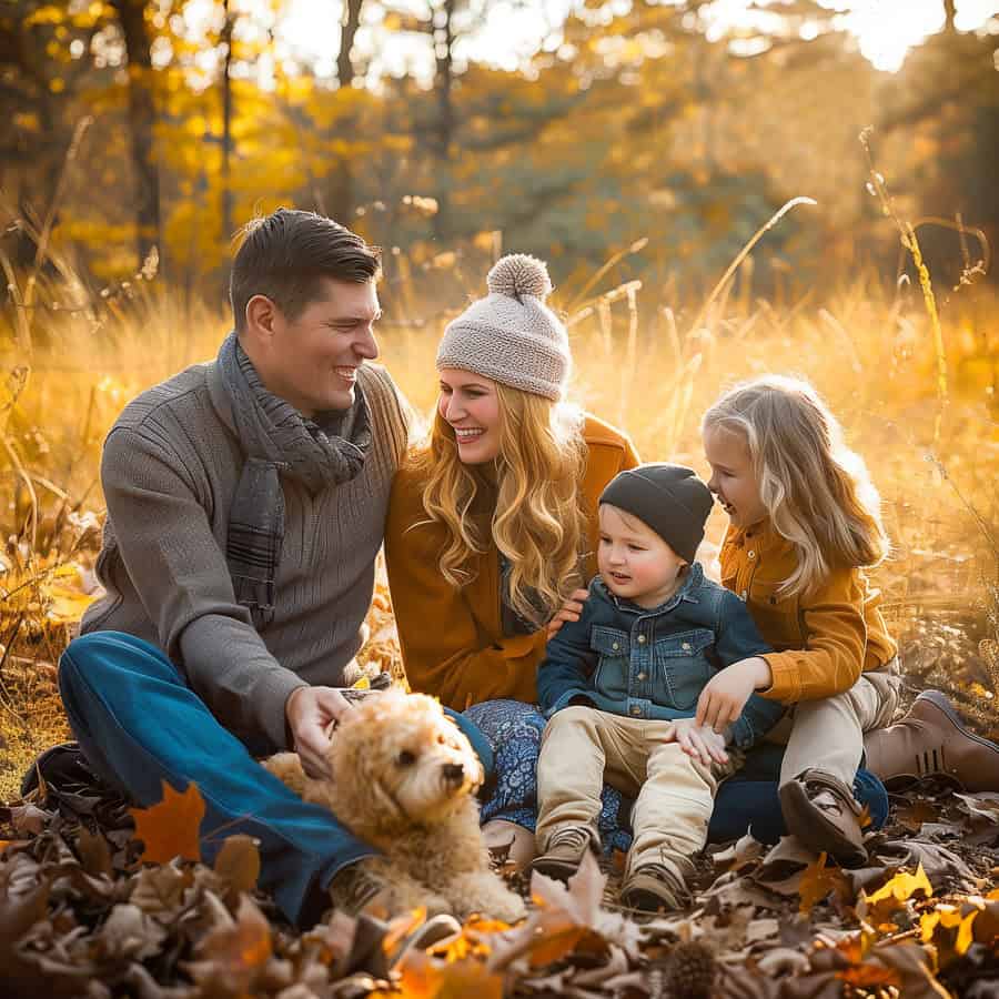 Fall Family Picture Outfits Blue-12 | Fit Fun And Over 40 Brighten up with complementary colors