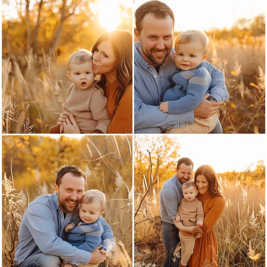 Fall Family Picture Outfits Blue-16 | Fit Fun And Over 40 Family portrait photos fall blue