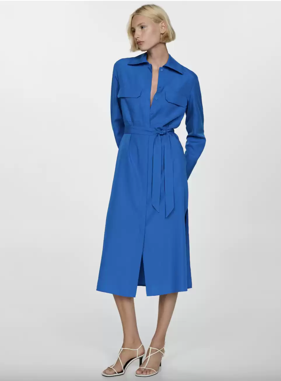Lyocell shirt dress with bow - Woman | MANGO USA